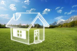 Energy-efficiency-design-concept-with-clear-house-and-blue-sky-background