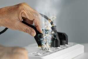 plug-sparking-as-it-goes-into-power-strip