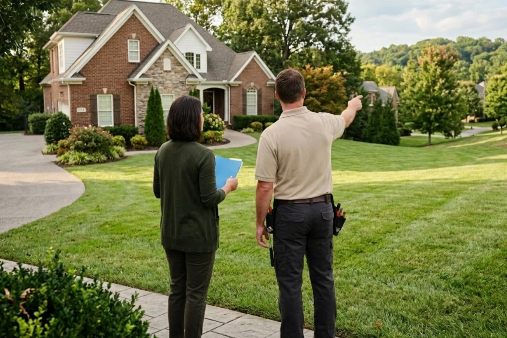 Homeowner discussing geothermal system suitability