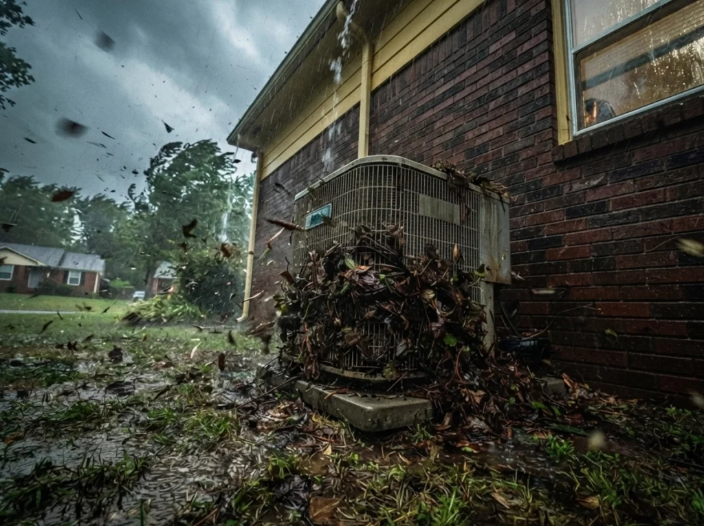 A Memphis TN thunderstorm trashing an ac unit.