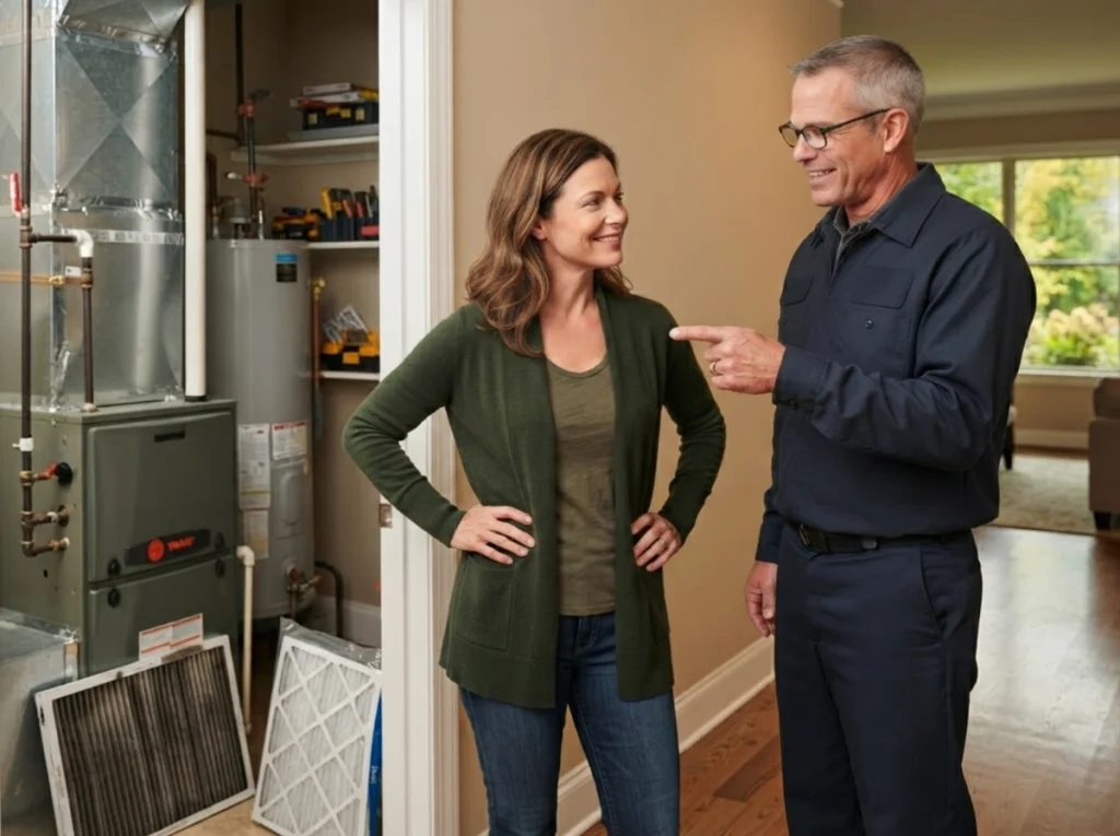 Nashville homeowner reviewing a fall HVAC maintenance checklist